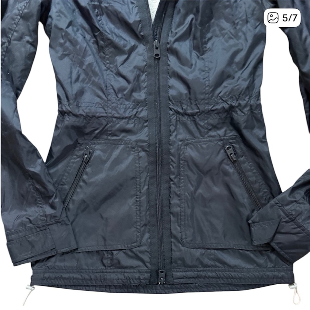 Abercrombie & Fitch Navy Hooded Windbreaker Rain Coat Jacket - XS - Picture 5 of 6